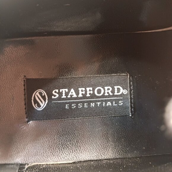 Stafford Essentials men's black patent leather tuxedo dress derby shoes sz 10 M - Picture 12 of 13